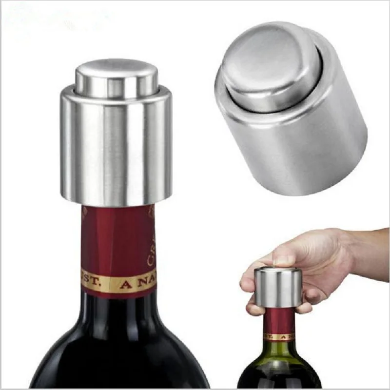 

Stainless Steel Vacuum Wine Bottle Stopper Silver Champagne Red Wine Bottle Cork Stopper Cap flessenstop bar tools