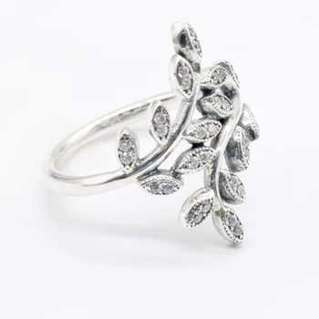 

925 Sterling Silver Sparkling Leaves Silver Ring with Cubic Zicron Romantic Women Lady Girl Party Ring Wedding Bands Jewelry