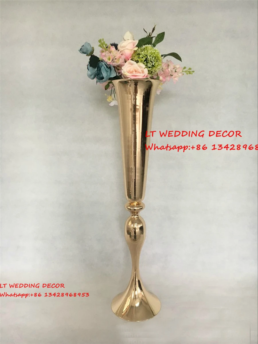10pcs Lot Gold Wedding Table Metal Centerpiece Flower Pillar Flower