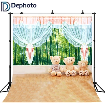

DePhoto Photography Backdrop Bamboo Forest Curtain Bear Children Room Background Photocall Photo Studio Photobooth Decor Custom
