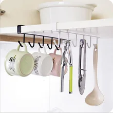 Kitchen Iron Storage Rack Multi functional Cupboard Hanging Hook Shelf Bathroom Organizer Holder For Towel Cup