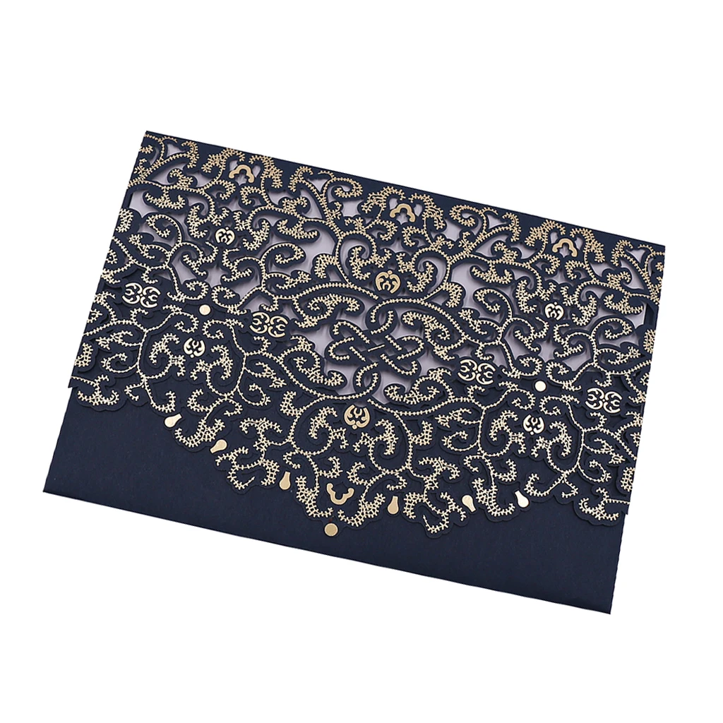 Royal Blue Wedding Party Lace Flower Invitations Cards Greeting Cards for Wedding Table Decoration