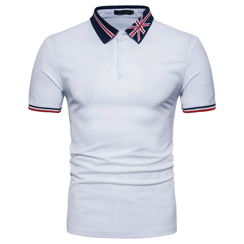 

MIXCUBIC 2018 summer Korean style Unique Union Jack Embroidery polo shirt men casual slim polo shirts size S-2XL