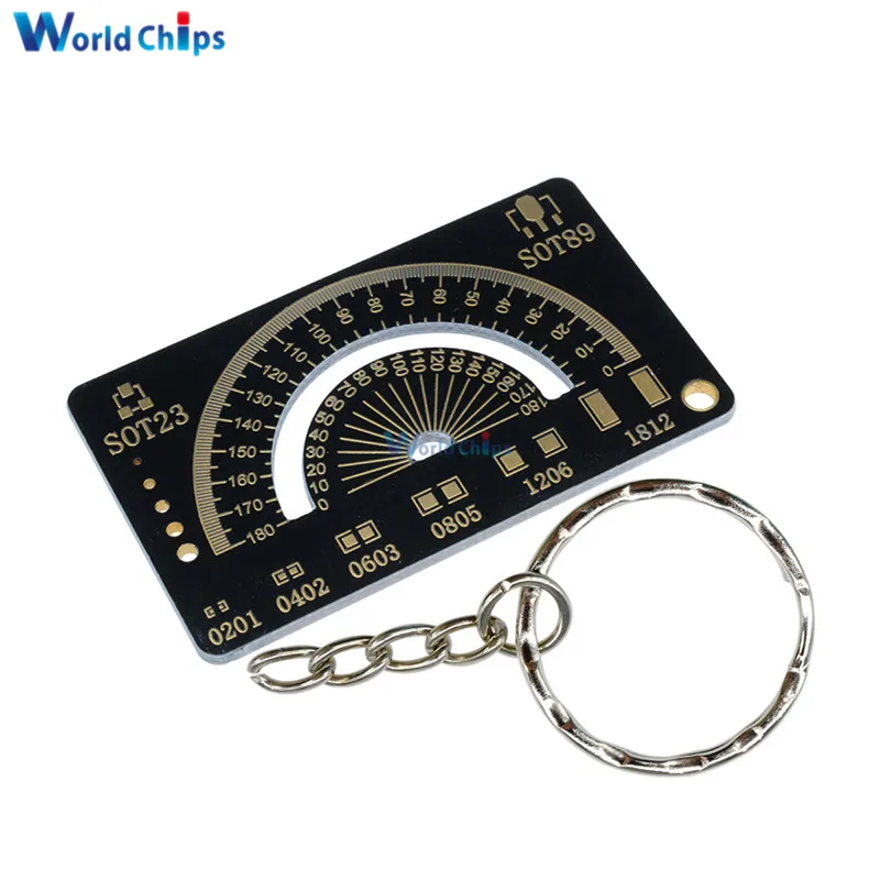 

4CM Multifunctional PCB Ruler Measuring Tool Resistor Capacitor Chip IC SMD Package Units For Electronic Engineers With Keychain