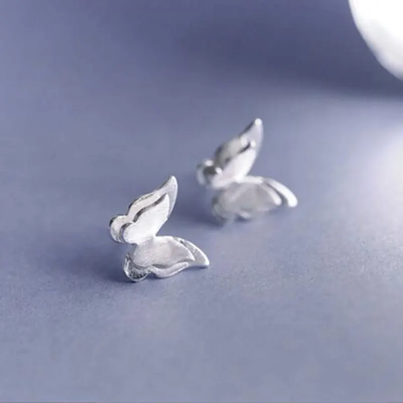 Anenjery милые модные 925 пробы серебряные трехмерные серьги-гвоздики с бабочкой для женщин девушек brincos S-E501