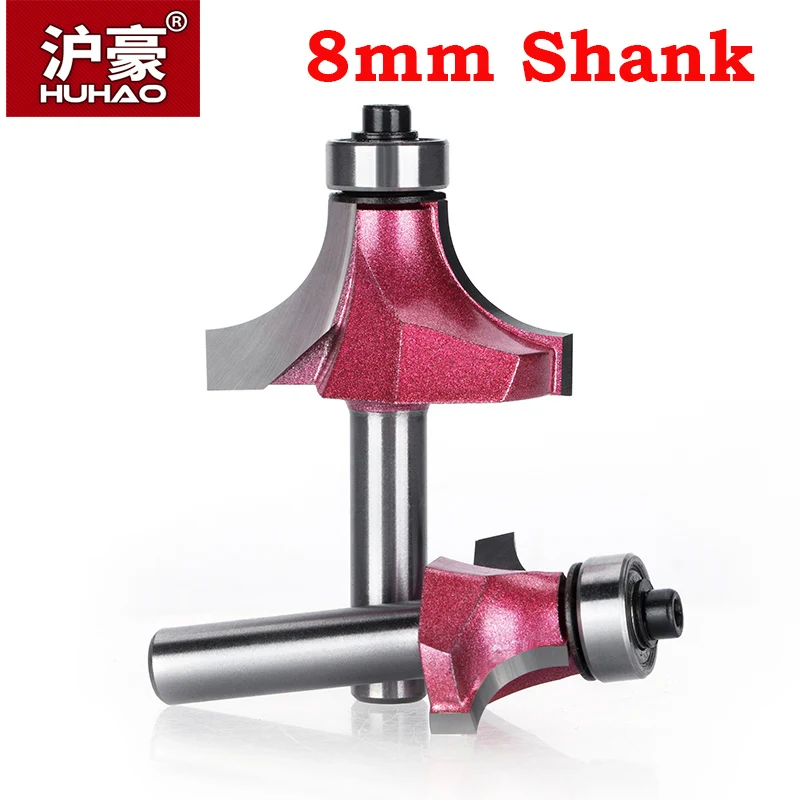  HUHAO 1pcs 8mm Shank Round-Over Router Bits for wood Woodworking Tool endmill with bearing milling 