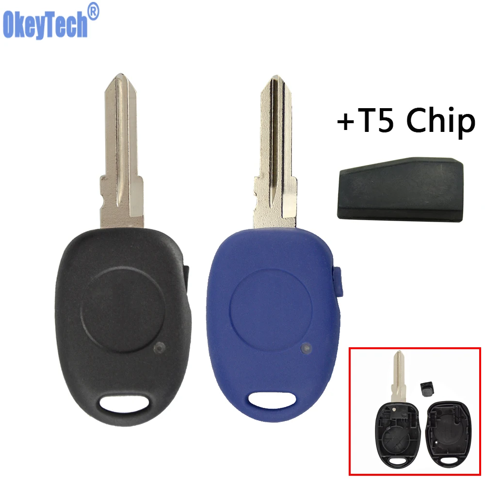

OkeyTech Replacement Uncut Remote Car Transponder Key Shell Case With T5 Chip GT15 Blade For Fiat New Quality
