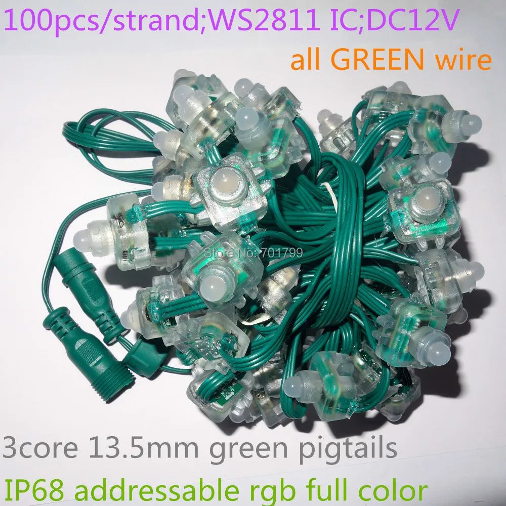 DC12V WS2811 Светодиодная смарт гирлянда Адресуемая со всеми зелеными цветными