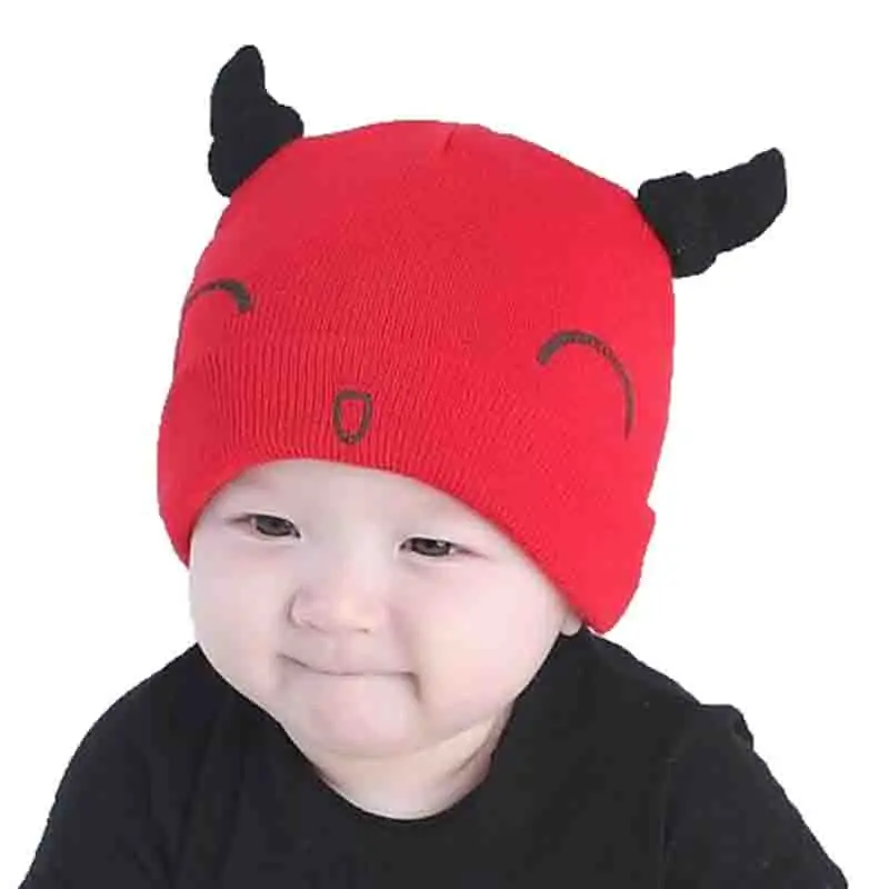 Baby Hat Autumn And Winter 3 24 Months Neonatal Horns Smile Head Cap