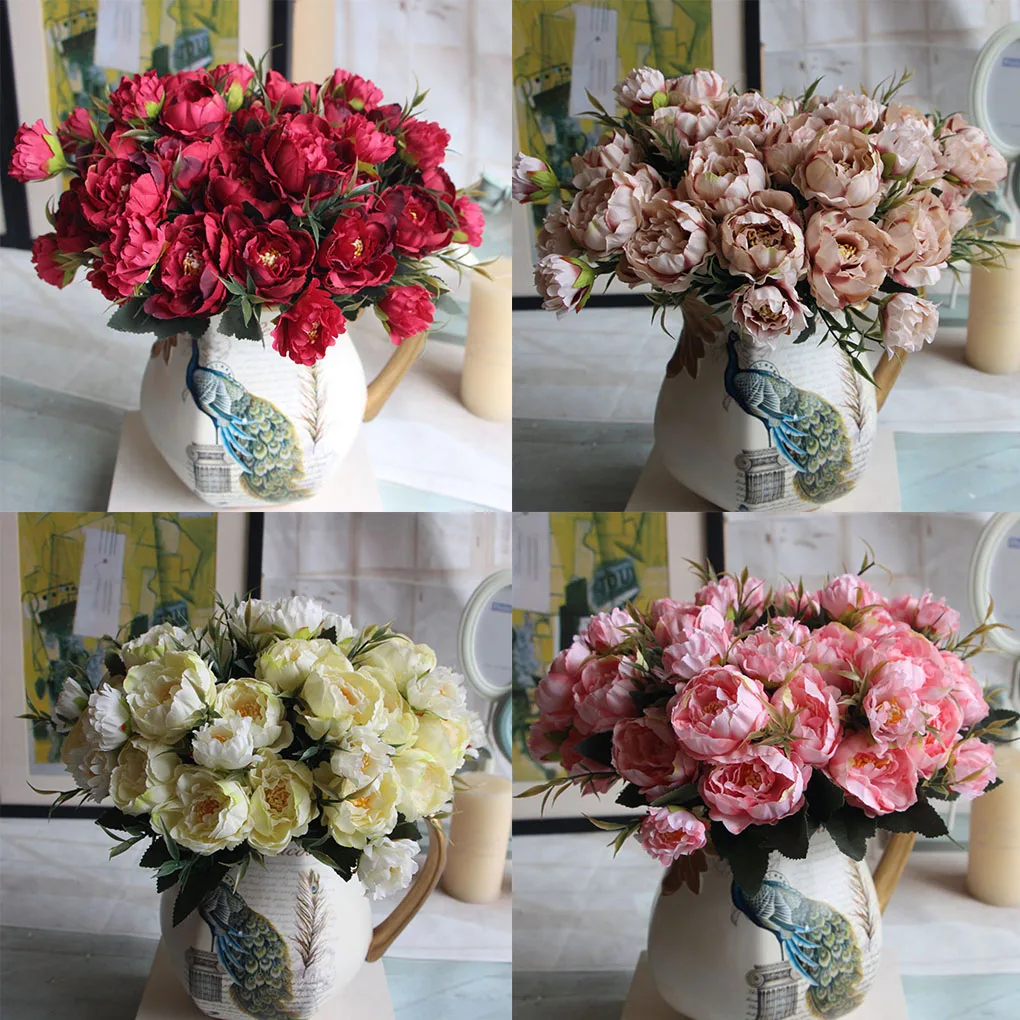 

8 Heads/Bouquet Mariage Christmas Simulation Real Touch Artificial Peony Flower Valentines Day Gift Fake Flower
