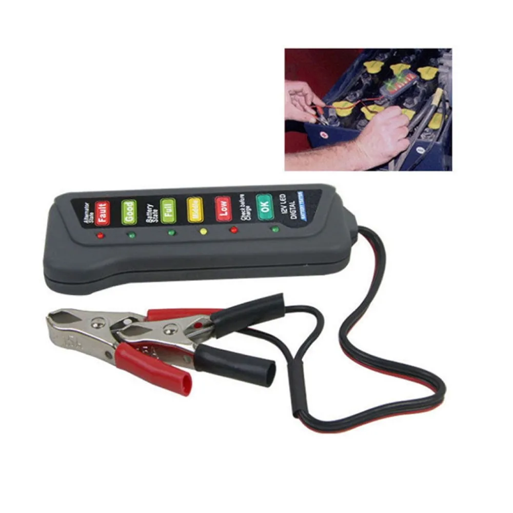 

New Battery Tester with Two Clips Tirol 12 Volt LED Battery and Alternator Tester For Cars and Trucks Top sale