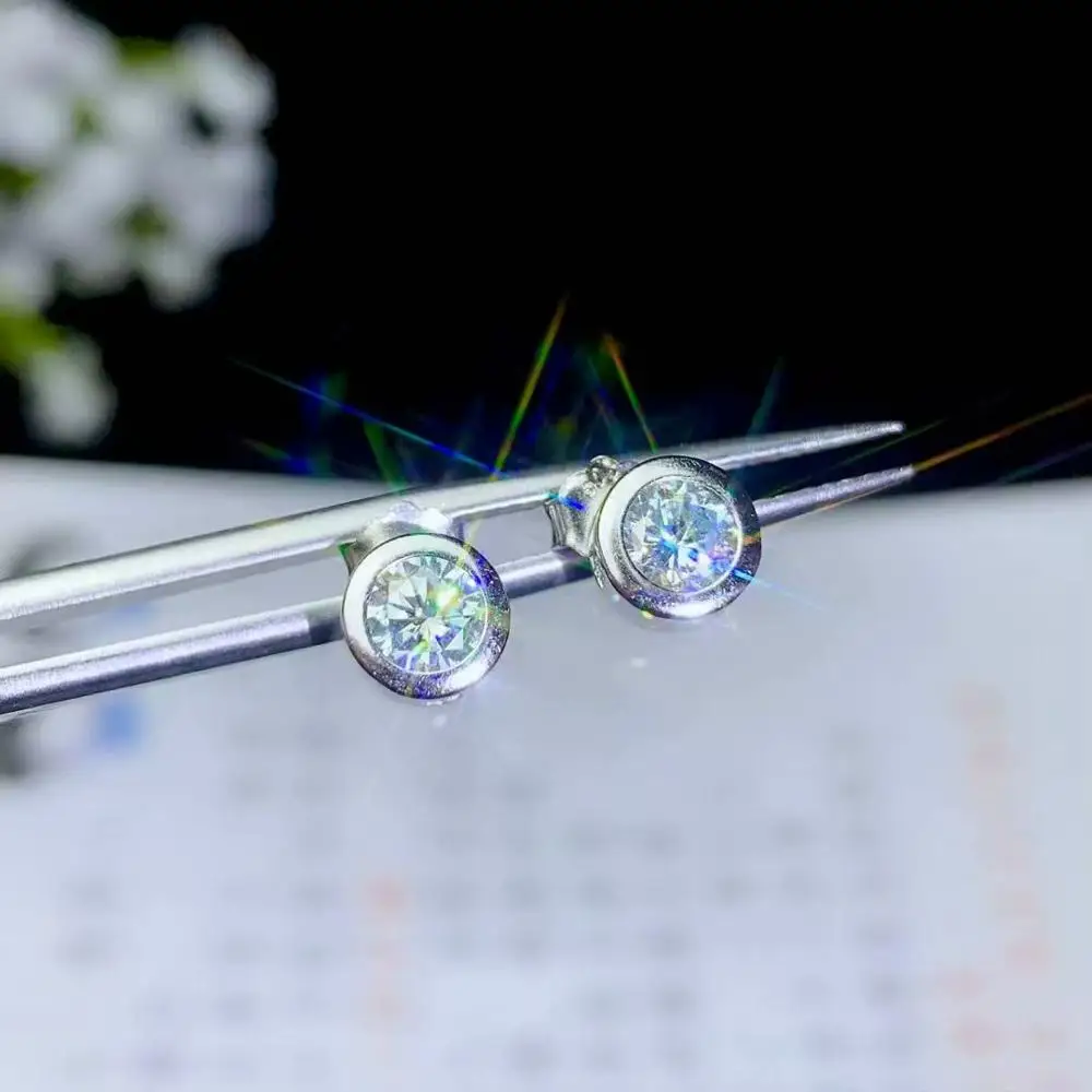 Женские серьги с блестящим кристаллом moissanite из серебра для подарка на день