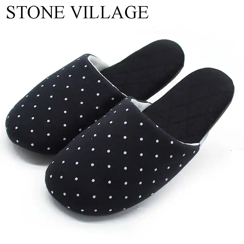 black and white polka dot slippers