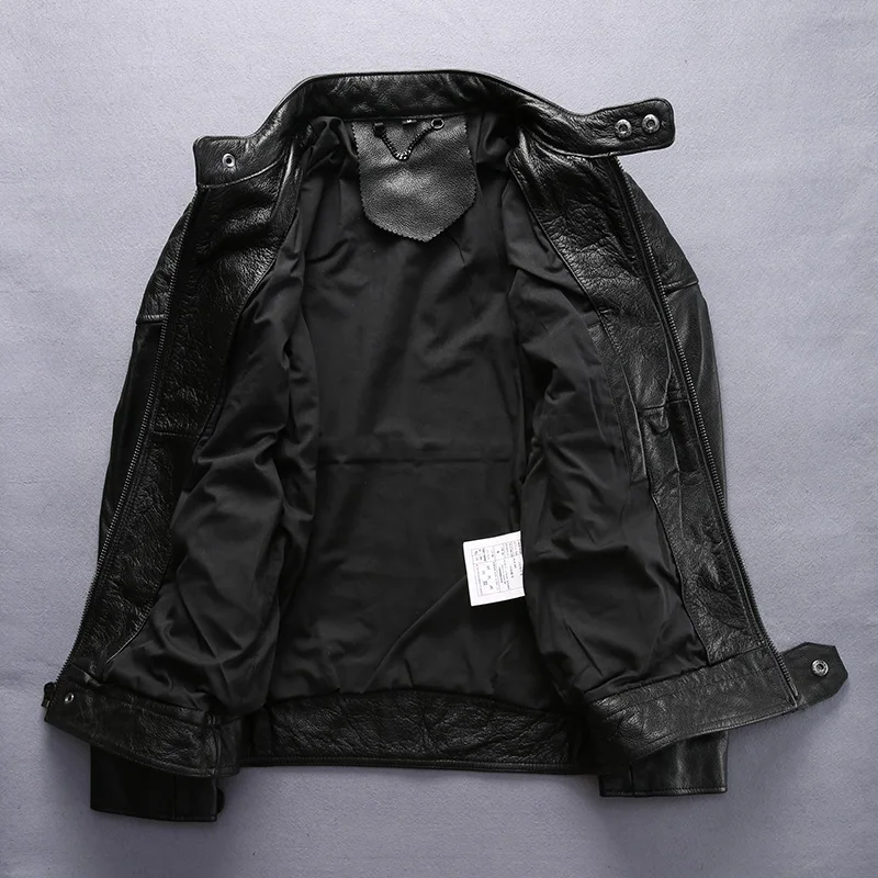 Buy 2016 autumn baseball cow leather jacket mens slim leather jacket leather clothing casual short cowhide leather coat