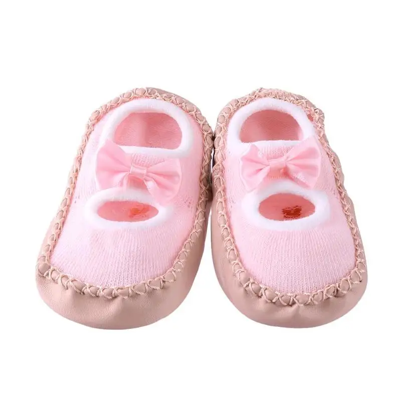 Модные детские Нескользящие носки-тапочки с резиновой подошвой для новорожденных; сезон осень-зима; детские носки-тапочки; носки с мягкой подошвой