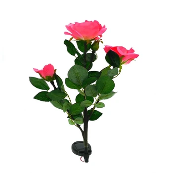 

Solar LED Rose Flower Light Color Energy Saving Lamps Outdoor Garden Path Yard Decoration 3 LED Flower Party Lamp