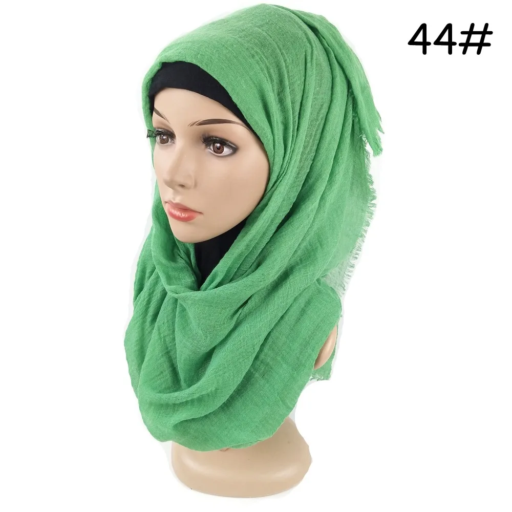 X1, 50 шт., морщинистый гладкий шарф из хлопка и вискозы, длинная шаль, Женский шаль-хиджаб, шаль, мусульманский головной хиджаб, шарф