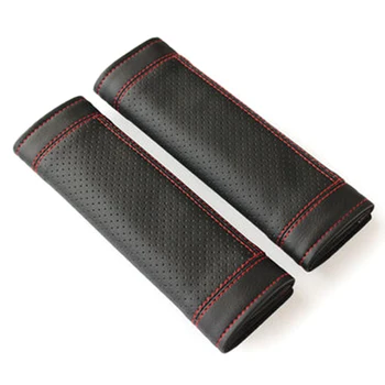 

2Pcs PU Leather Car Seat Belt Shoulder pads Cover Black & Red