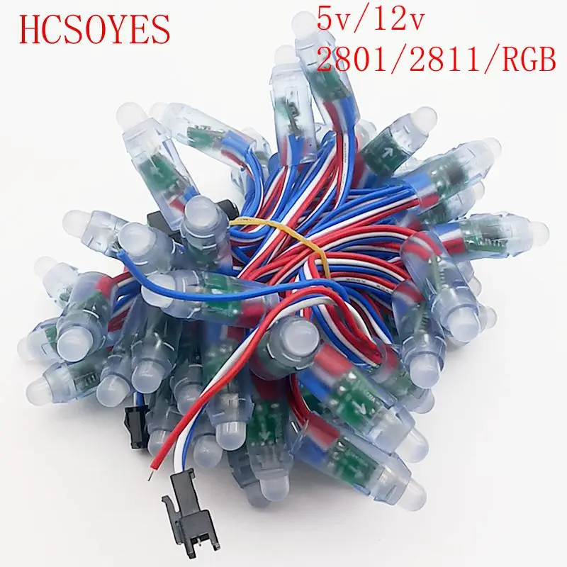 50 шт./лот DC5V/12 В WS2811 WS2801 RGB IC светодио дный pixel Модуль 12 мм цифровой Full Цвет