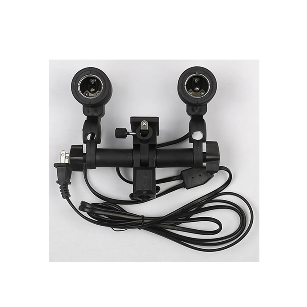 comprar CY em estoque Iluminação Fotográfica Dupla Dupla Lâmpada E27 Titular Soquete do Flash Suporte Giratório duplo Foto Lâmpada Luz Monte + assento de Flash