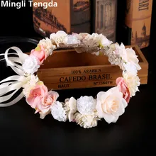 Популярные Элегантные Свадебные цветы и вуалетки цветные цветы Женская повязка на голову с вечерние аксессуары для невесты Mingli Tengda