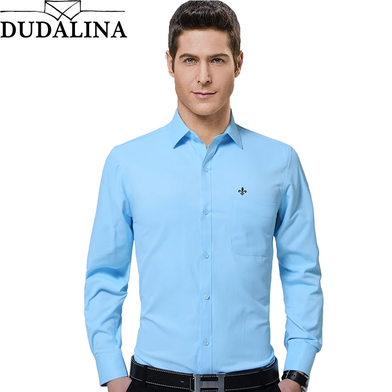 Achat Dudalina Mâle Chemise Solide Marque De Vêtements Pour Hommes Longue Chemise À Manches 2018 Slim Fit Chemise Plus La Taille Chemise Décontractée Hommes Vêtements