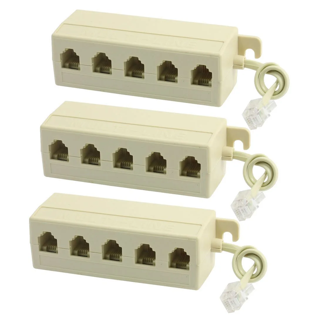 

AAAE Top 3PCS RJ11 6P4C M to 6P2C F 5 Way Telephone Splitter Extender Adapter