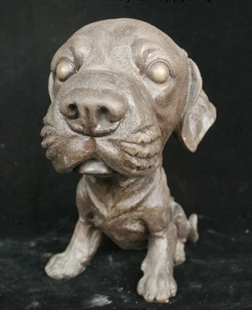 

9" Old China Bronze Feng shui 12 Zodiac Year Animal Dog Pet Animal Canine Statue