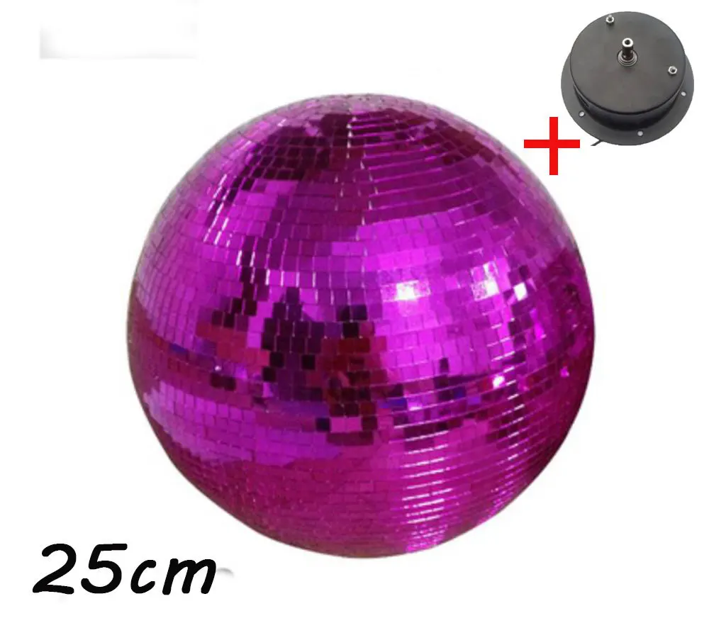D25cm diameter Pink glass rotating mirror ball 10" disco DJ party