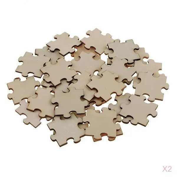 100pcs Unfinished Wood Puzzle Pieces,Freeform Blank Puzzle for Home Decorations