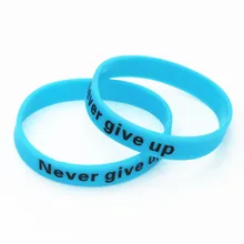 LUKENI 1 шт., светящиеся силиконовые браслеты Never Give Up, голубые Светящиеся в темноте голограммы, спортивные браслеты и браслеты, манжета, подарки SH095BL