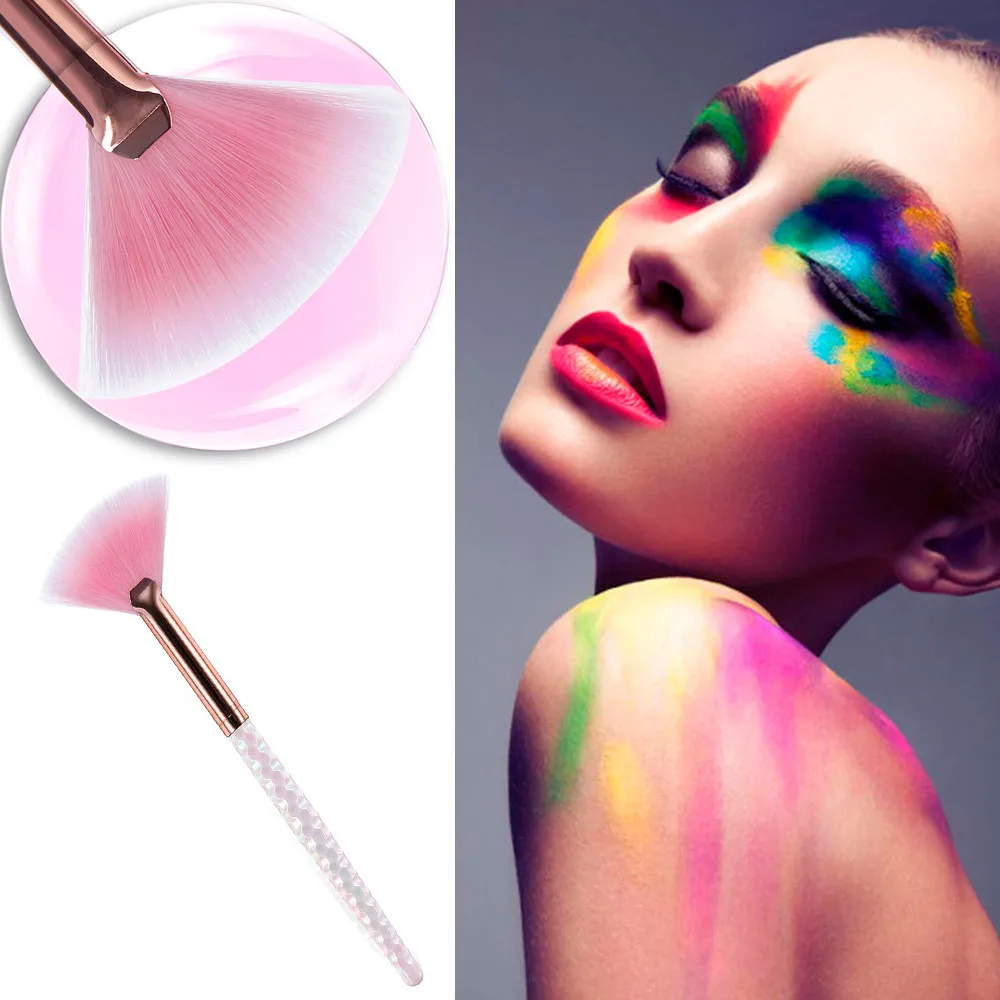 

2017 New Fan Brush Make Up Foundation Cosmetic Concealer Blush Blusher Powder Highlighter Brush Powder Dust cleaning brushes