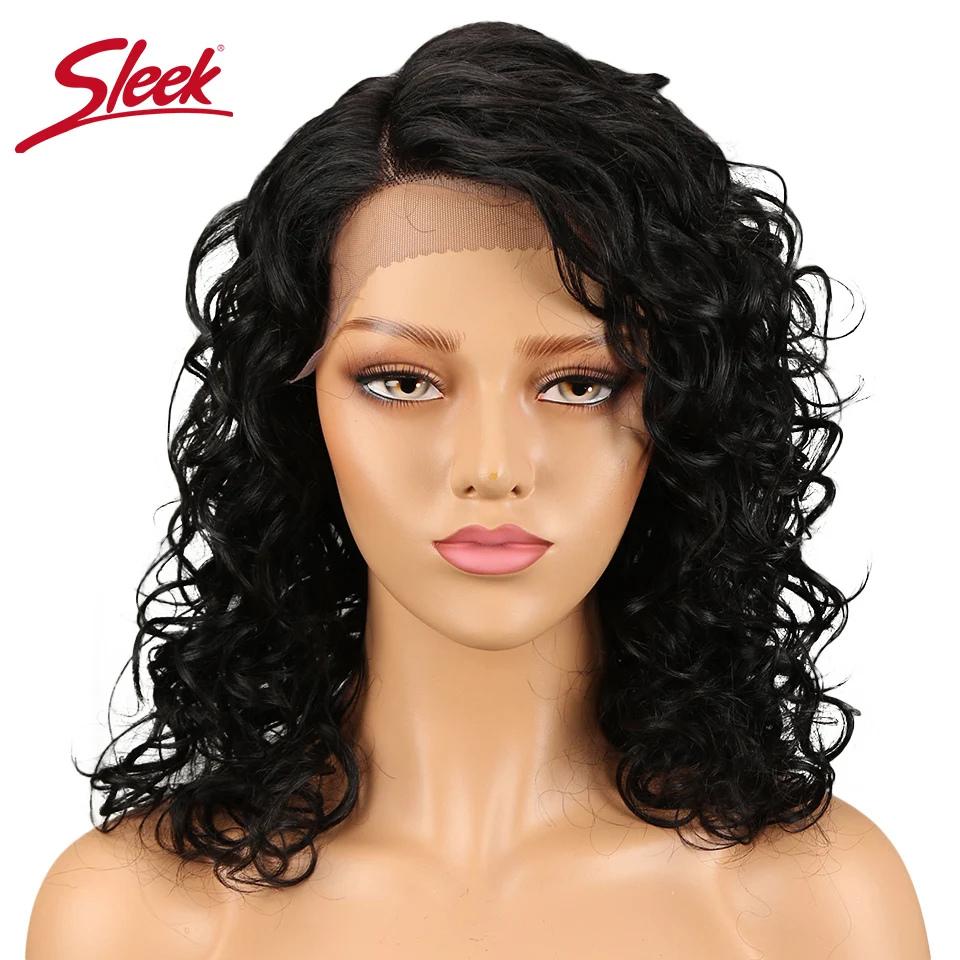 

Sleek Lace Front Human Hair Wigs For Black Women Brazilian Curly Human Hair Wig Part Lace Wig Black Burgundy Wig Free Shipping