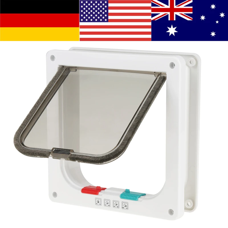 

High Quality 4 Way Lockable Pet Cat Small Dog Flap Door For Pet Care