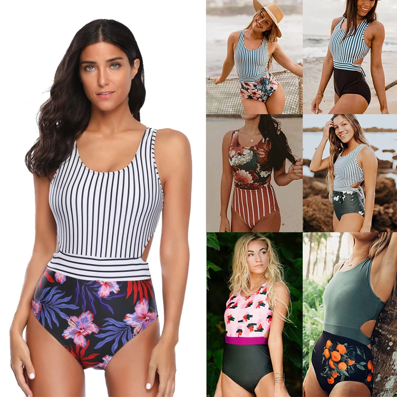 

JSY Women's Sexy Print Swimsuit Zip At Back One-Piece Swimwear Monokini Hot Sale Sexy Swimming Suit For Women
