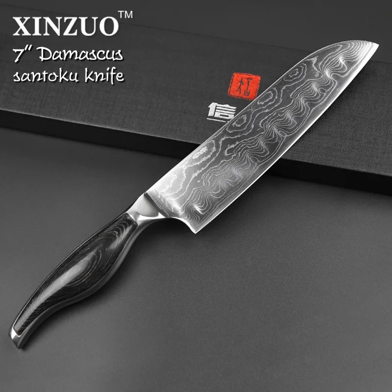 XINZUO 7 дюймов нож Santoku японский VG10 73 слоев дамасский супер стальной кухонный нож острые японские ножи повара Pakkawood ручка