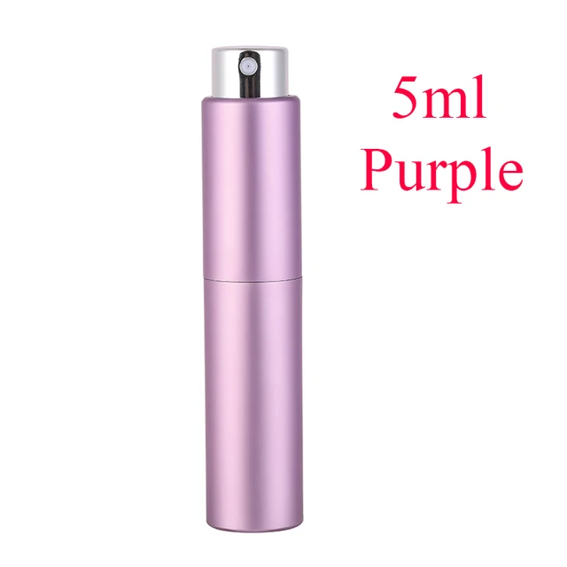 5-20ML metal aluminum Portable Refillable Perfume Bottle Cosmetic Container Empty Spray Atomizer Travel Sub-Bottle liner glass 5ML Purple  spray