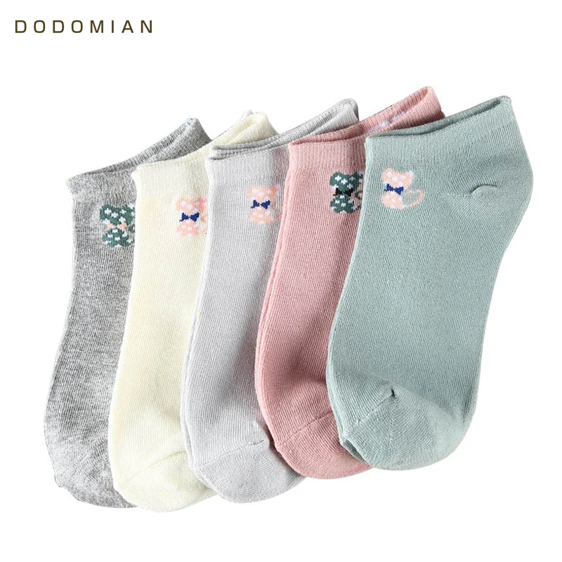 Носки для женщин 5 пара/упак Набивной милый кот женские носки-тапочки на весну Повседневное забавные Карамельный цвет носки для женщин подарки