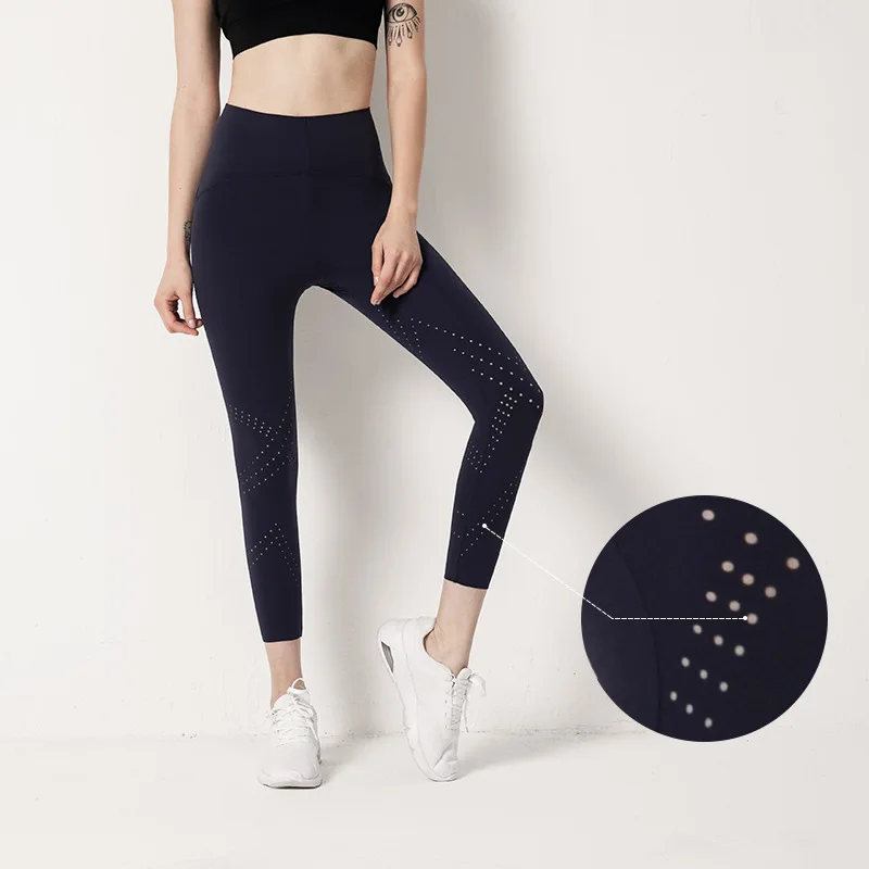 

Quick-drying Breathable Leggings Women Fitness Yoga Pant Female Summer High Waist Hip Gymwear Stretch Tights Tummy Control