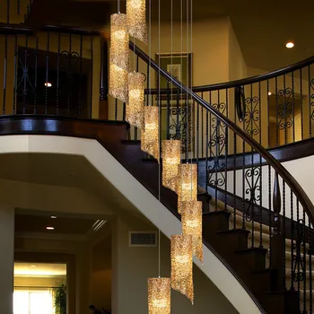 

Custom stair light duplex villa European modern rotating stairwell long Pendant Lights bedroom living room lamp wf4241437