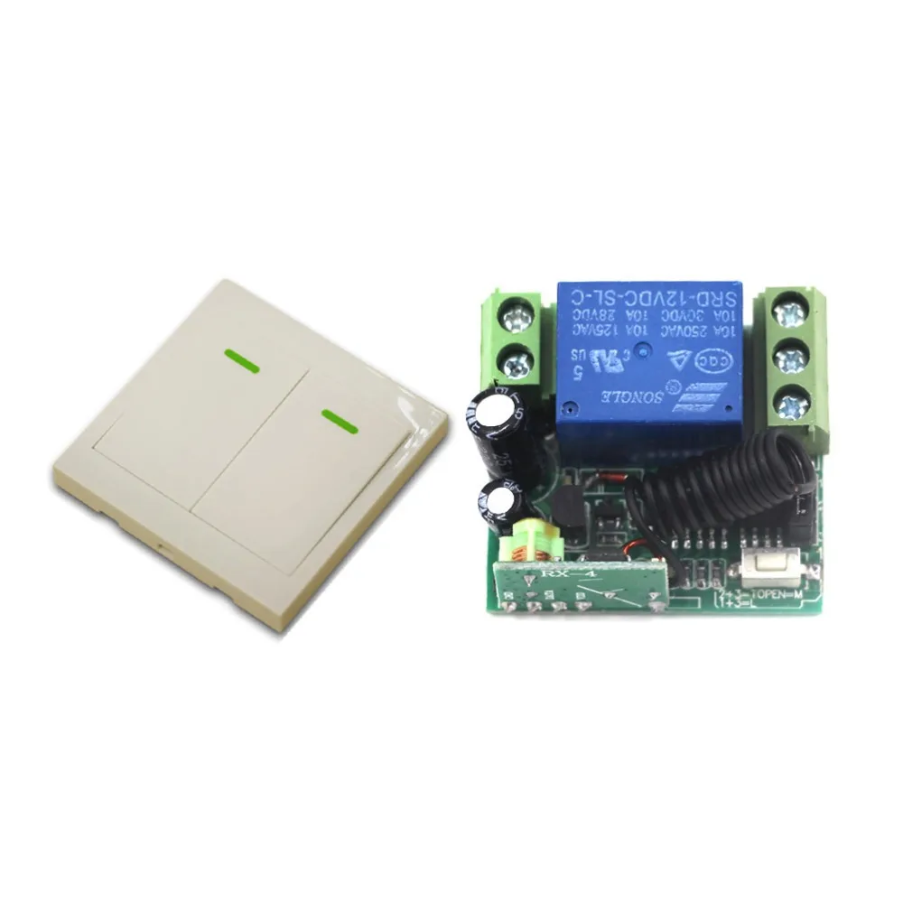 

High Quality DC 12V 1CH Wireless Remote Control Switch System 2Keys Controller& Mini Receiver for Smart Home 315/433