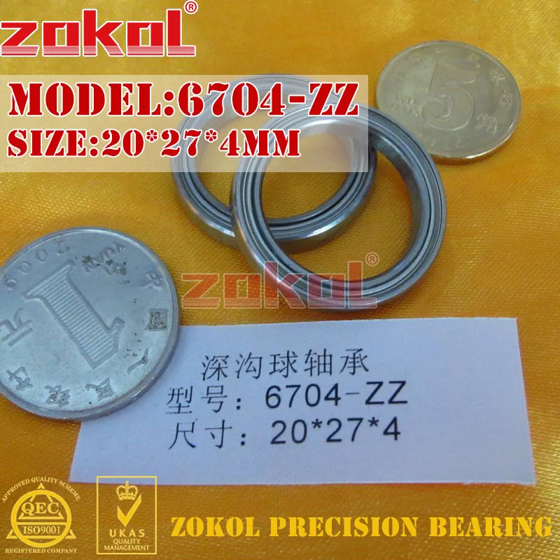 

ZOKOL 6704-ZZ bearing 6704 ZZ 1000704 Deep Groove ball 6704ZZ bearing 20*27*4mm