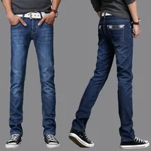 Männer Blaue Jeans Tasche Streifen Männliche Beiläufige Gerade Denim Jeans Slim Fit denim insgesamt männer Neue Modemarke Biker Jeans