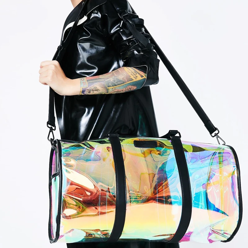 

Transparent Hologram Laser Bag Sunny Beach Personalized Handbag Women Tote Bags Large Capacity Laser Shoulder Bags Boston Bags