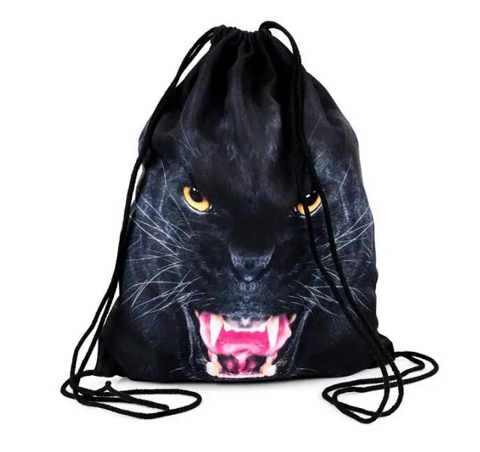 1 шт. леопардовый кот Тигр 3D печать рюкзак сумка mochila feminina на шнурке школьный