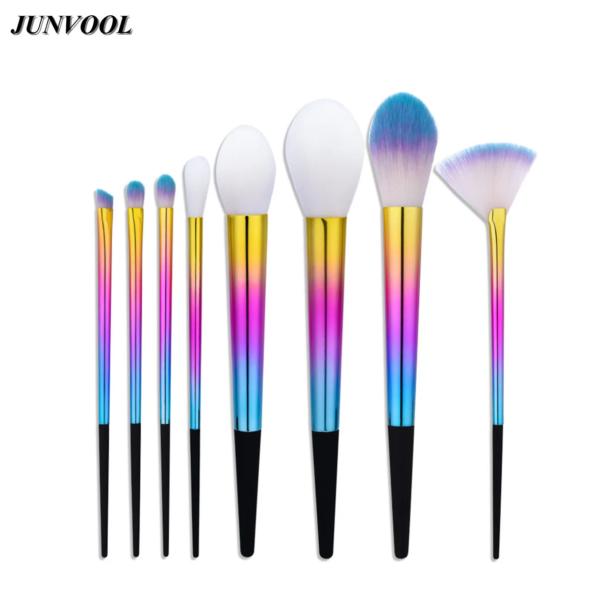 Rainbow Cosmetic Brushes Set 8pcs Foundation Makeup Fan Brushes