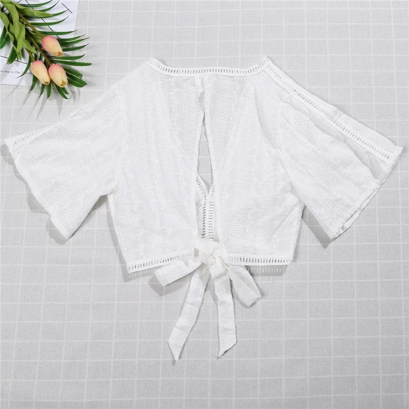Сексуальный женский прозрачный кружевной сетчатый топ, блуза, модная Женская Белая Кружевная блуза с глубоким v-образным вырезом, блузки, топы