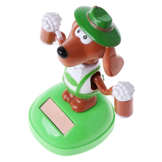HBB 1PC Kids Novelty Toys Solar Powered Dancing Bobble Head Beer Cartoon Dog Car Ornament Gifts Adults Kids Baby Toys 4