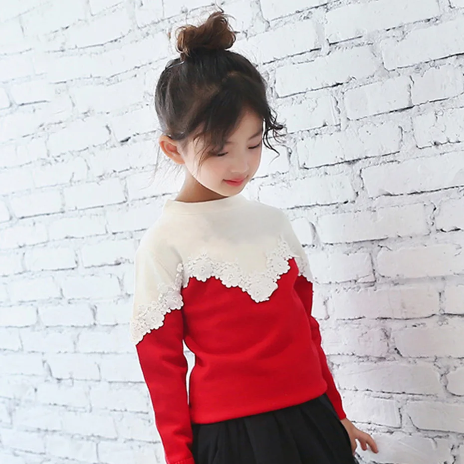 Весенне-Осенняя детская одежда для девочек; Повседневный кружевной кардиган для девочек; вязаные свитера для подростков; детский пуловер; Верхняя одежда для детей 6, 8, 10, 12 лет - Цвет: As Picture
