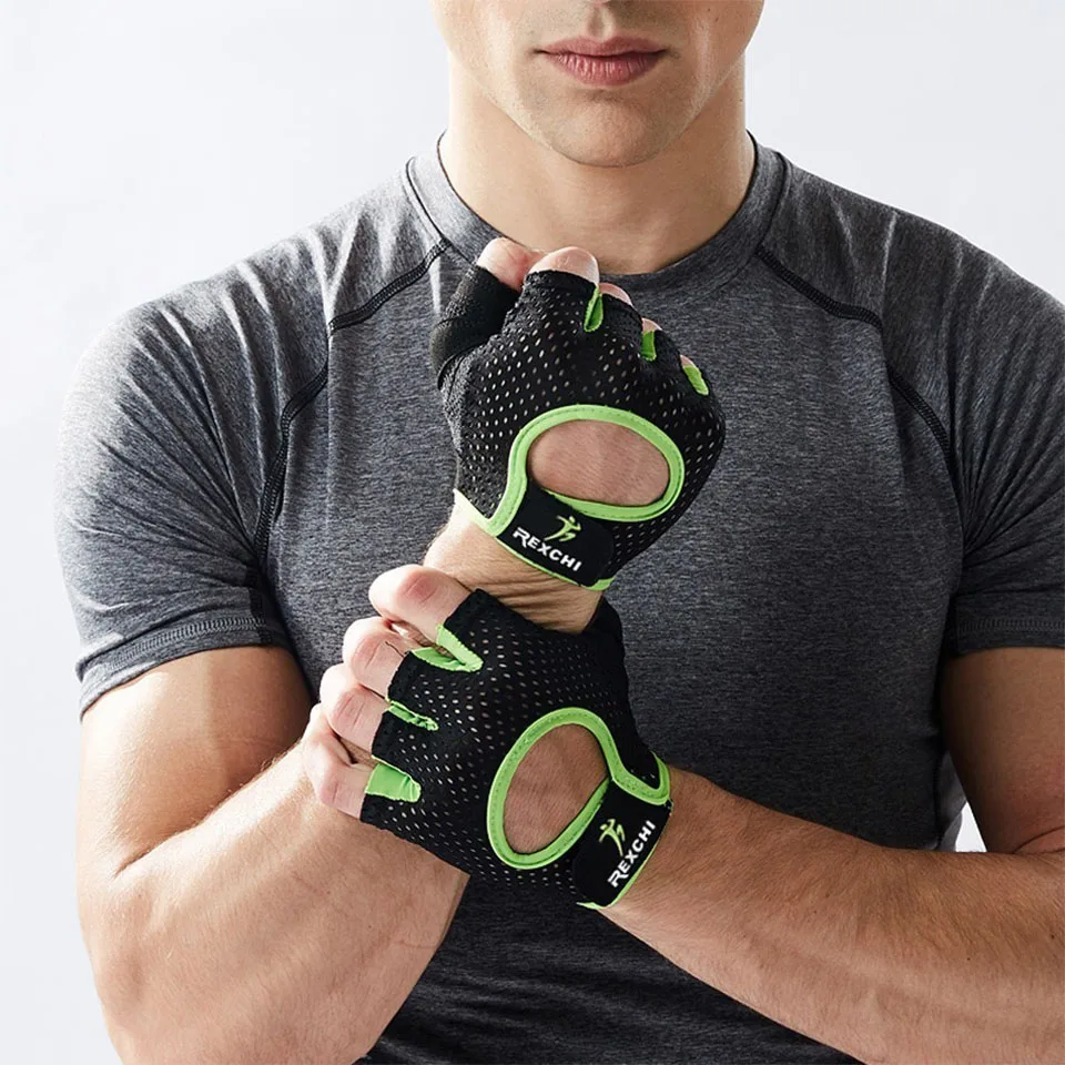 Professional Gym Fitness Gloves Power Weight Lifting Women Men Crossfit Workout Bodybuilding Half Finger Hand Protector 2